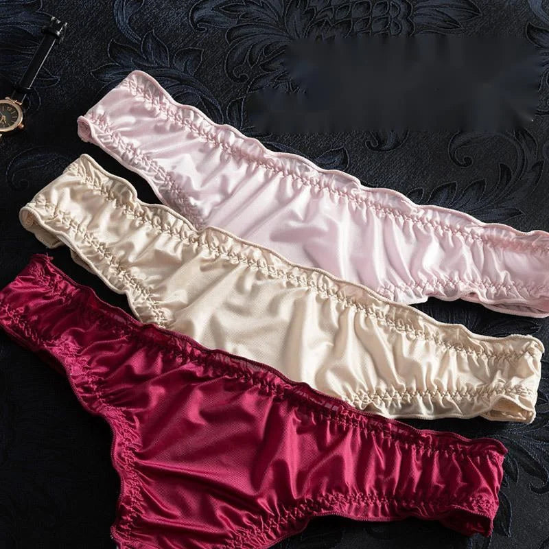 Seamless Ice Silk G-String Thong with Scalloped Edge – Thin Breathable Summer Panties for Women