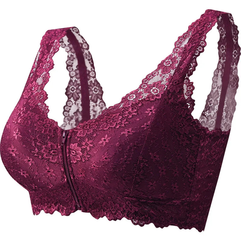 Front-Zipper Recovery Bra – Wire-Free Lace Support