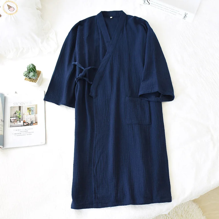 Cotton Crepe Robe | Japanese Summer Kimono-Dressing Gowns