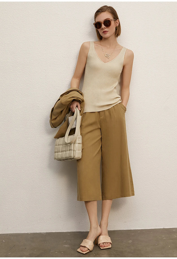 Minimalism V-Neck Knitted Camisole | Office Lady Tank