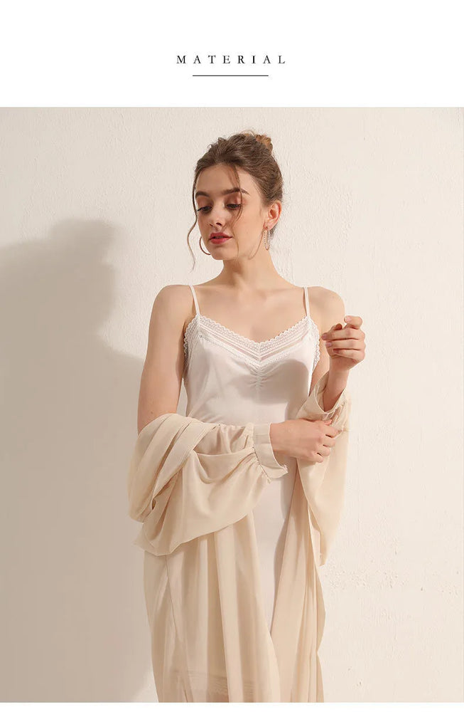 100% Natural Mulberry Silk Nightgown | Seamless Full Slip