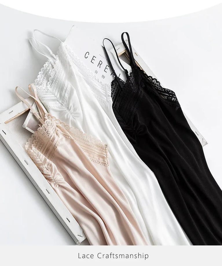 100% Natural Mulberry Silk Nightgown | Seamless Full Slip