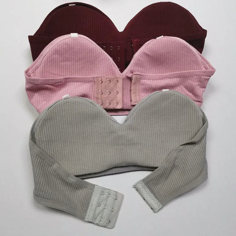 Strapless Push-Up Invisible Bra – Seamless Bandeau with Transparent Straps