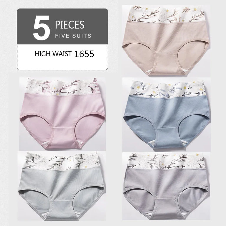 5pc High-Waist Cotton Briefs | Seamless Body Shaper Set