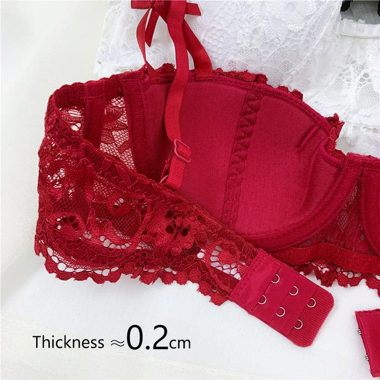 1/2 Half Cup Bras For The Second Skin Floral Embroidery Half-Cup Bra – Elegant Underwire LiftWomen Plus Size Lingerie Red Thin Underwear Cotton Sexy Push Up Balconette Bra Top Black White A B C D Cup