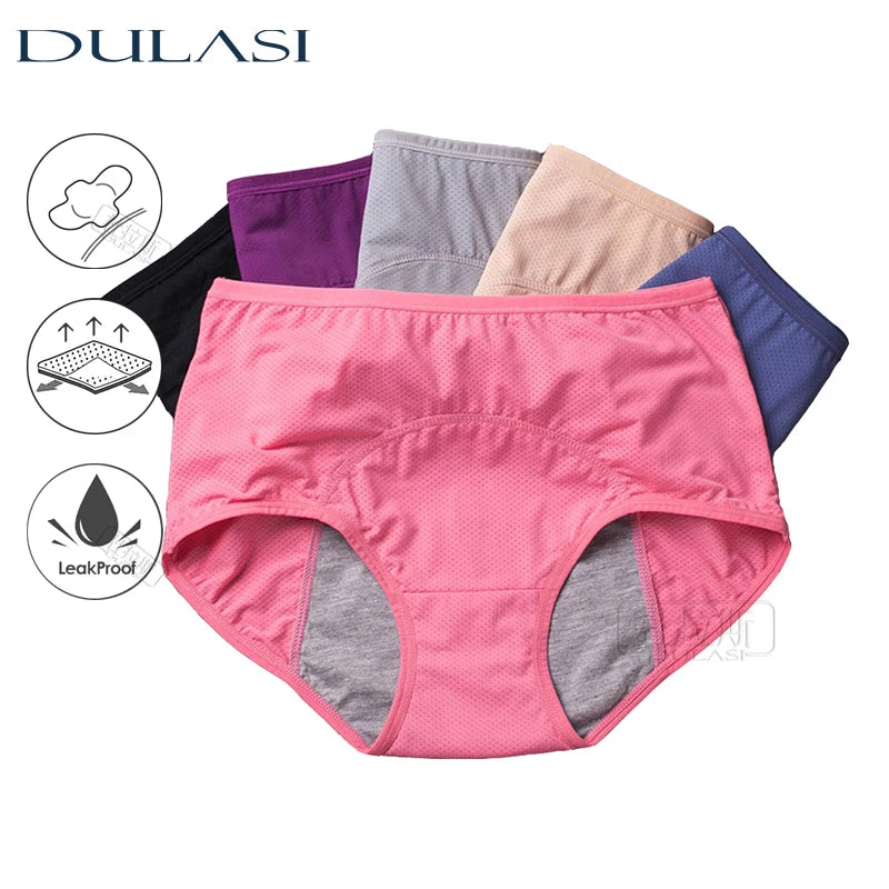 Leak-Proof Menstrual Briefs (3-Pack) – High-Rise Full Coverage Period & Incontinence Underwear