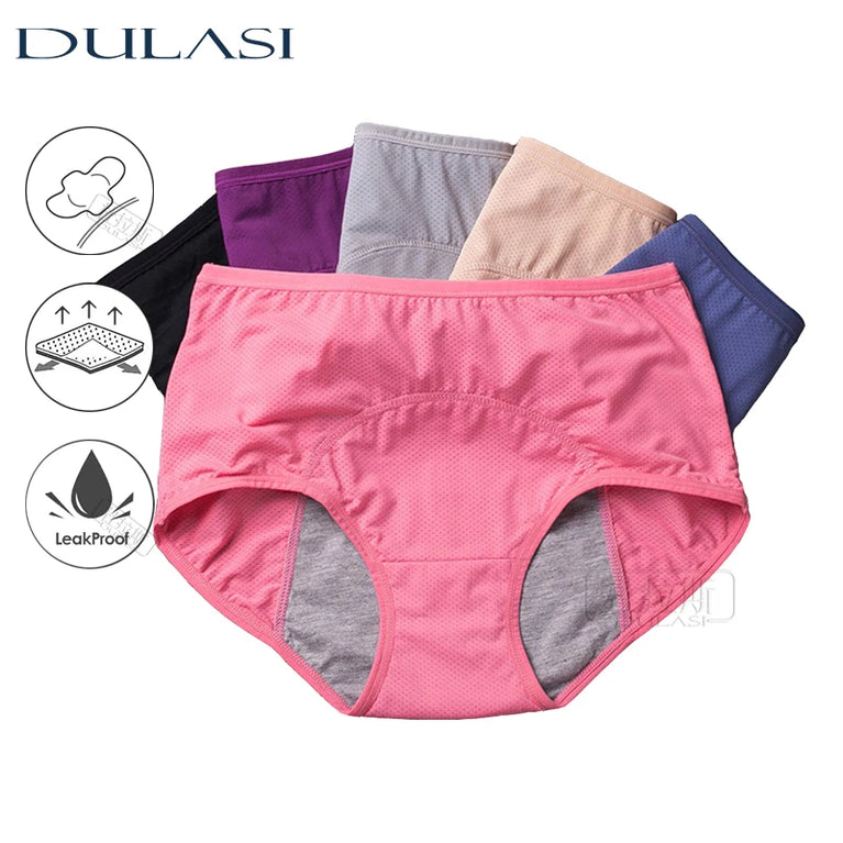 Leak-Proof Menstrual Briefs (3-Pack) – High-Rise Full Coverage Period & Incontinence Underwear