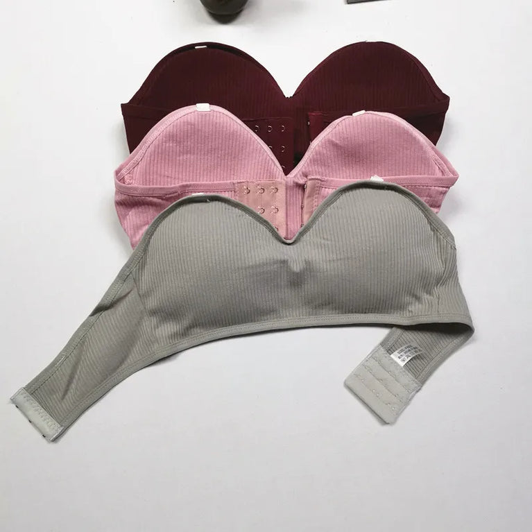 Strapless Push-Up Invisible Bra – Seamless Bandeau with Transparent Straps