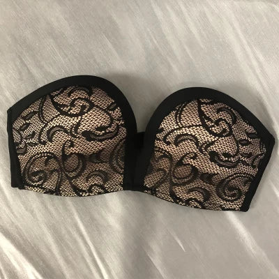 Strapless Lace Bra – Wireless Half-Cup Push-Up