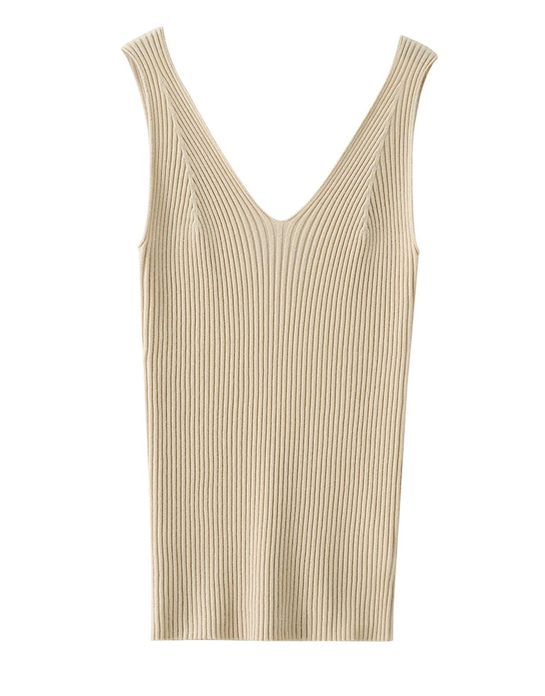 Minimalism V-Neck Knitted Camisole | Office Lady Tank