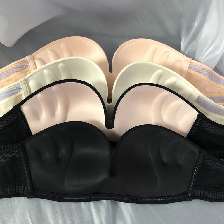 Strapless Lace Bra – Wireless Half-Cup Push-Up