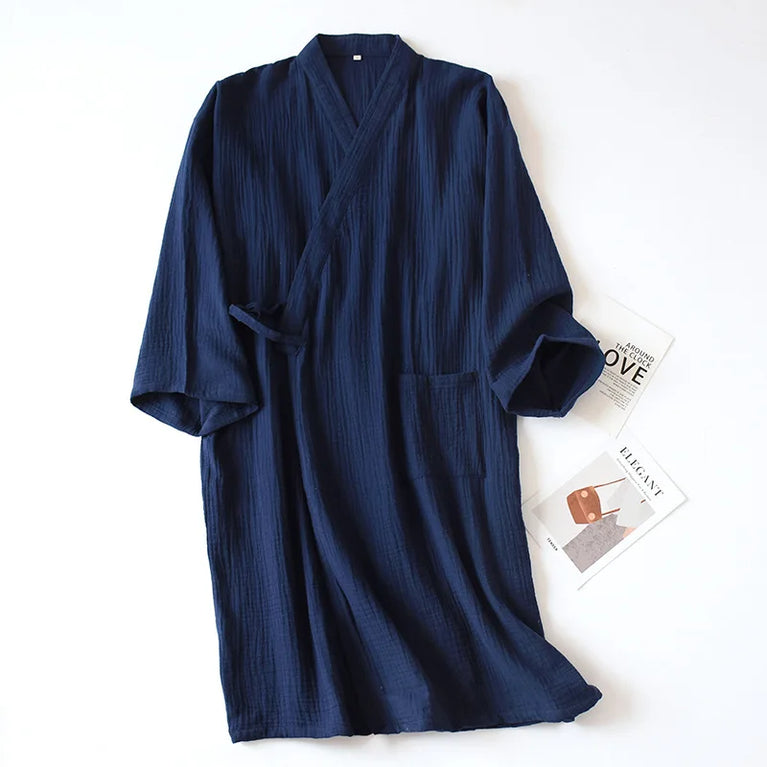 Cotton Crepe Robe | Japanese Summer Kimono-Dressing Gowns