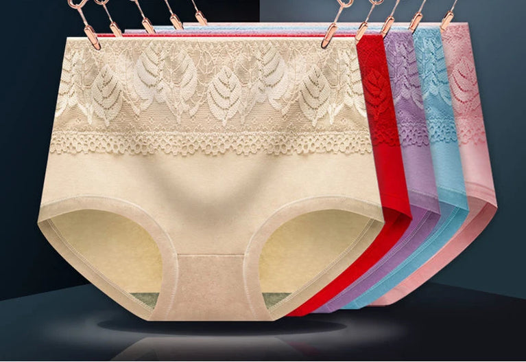 5pc High-Waist Cotton Briefs | Lace Body Shaper Set