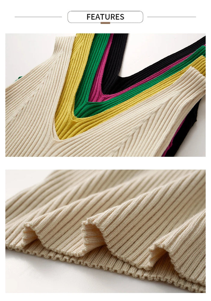 Minimalism V-Neck Knitted Camisole | Office Lady Tank