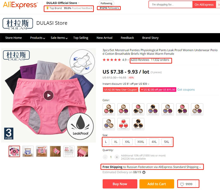 Leak-Proof Menstrual Briefs (3-Pack) – High-Rise Full Coverage Period & Incontinence Underwear