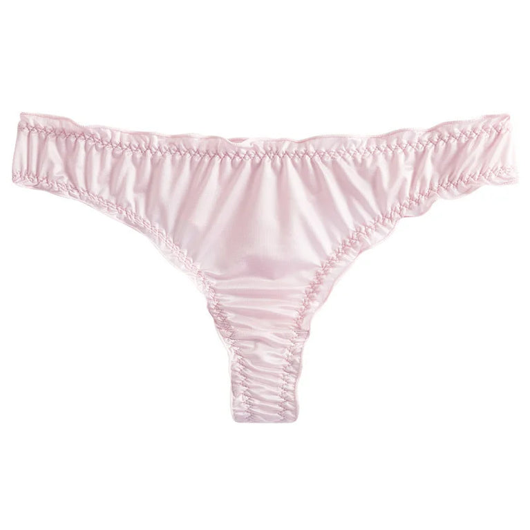 Seamless Ice Silk G-String Thong with Scalloped Edge – Thin Breathable Summer Panties for Women