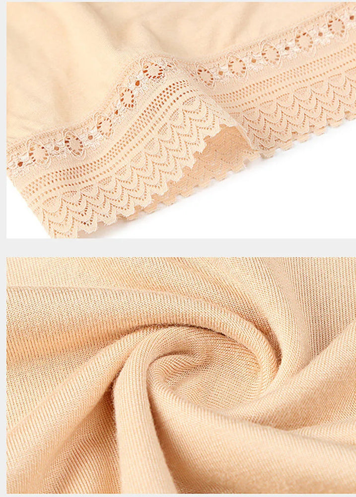 Plus Size Ice Silk Safety Shorts | Seamless Lace-Trim Under-Shorts
