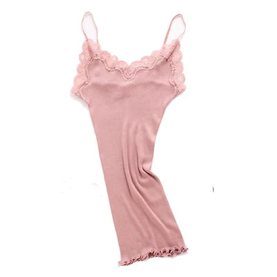 Silk-Cotton Camisole | Soft Lace Knitted Base Layer