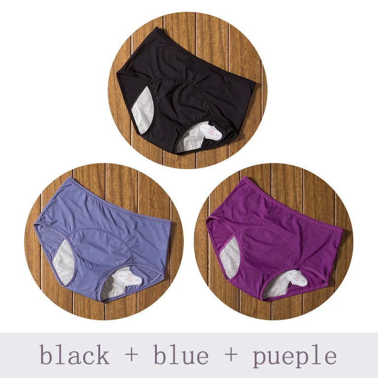 Leak-Proof Menstrual Briefs (3-Pack) – High-Rise Full Coverage Period & Incontinence Underwear
