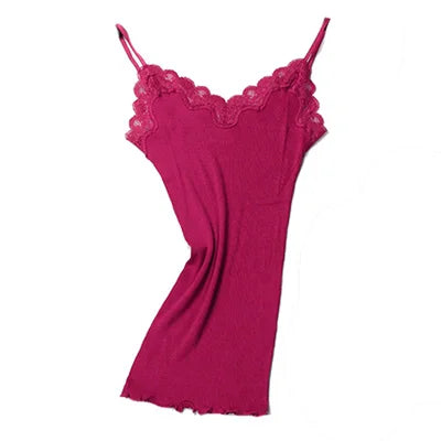 Silk-Cotton Camisole | Soft Lace Knitted Base Layer