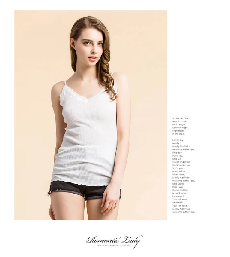Silk-Cotton Camisole | Soft Lace Knitted Base Layer