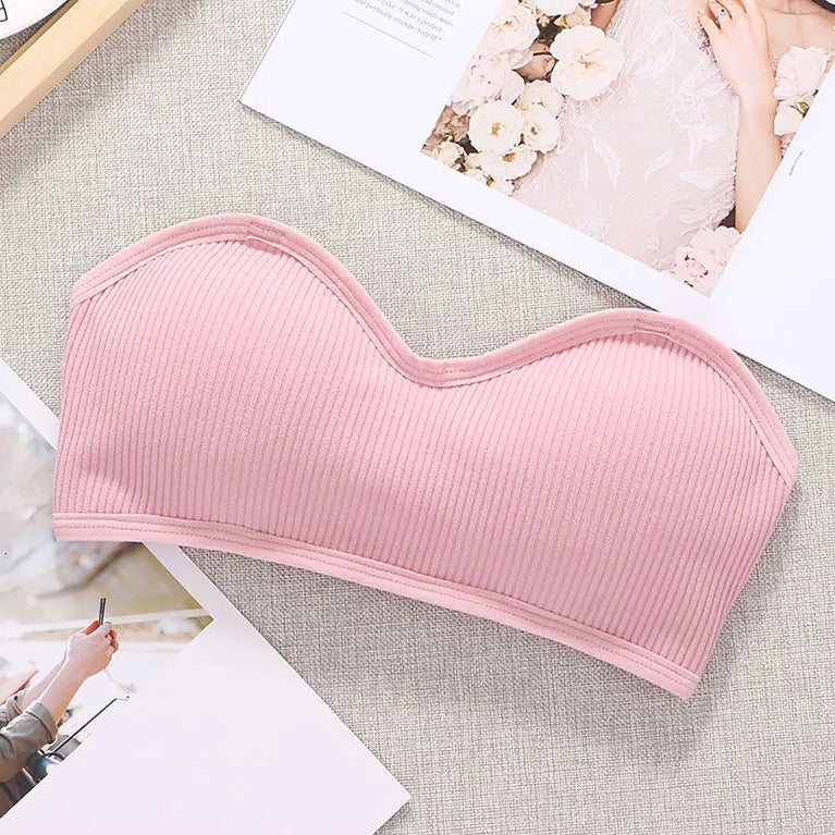 Strapless Push-Up Invisible Bra – Seamless Bandeau with Transparent Straps