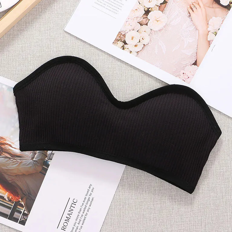 Strapless Push-Up Invisible Bra – Seamless Bandeau with Transparent Straps