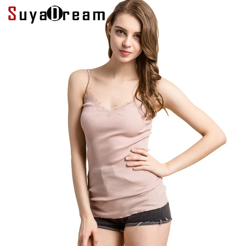 Silk-Cotton Camisole | Soft Lace Knitted Base Layer