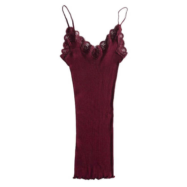 Silk-Cotton Camisole | Soft Lace Knitted Base Layer