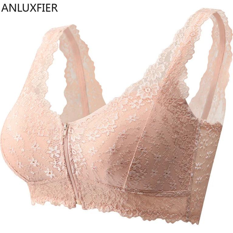Front-Zipper Recovery Bra – Wire-Free Lace Support