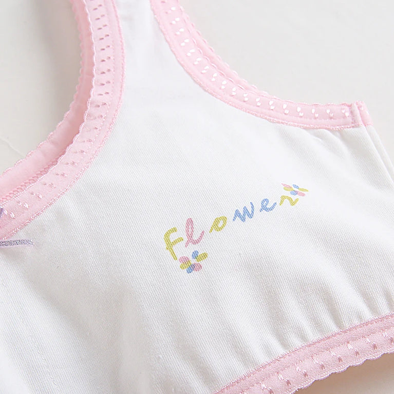 Girls' Purple Floral Cotton Training Bra Set