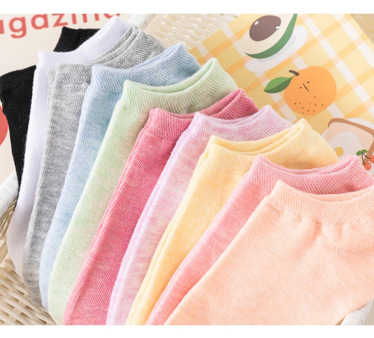10-Pack Women's Cotton Boat Socks | Breathable Mesh Ankle Socks