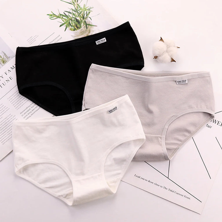 3pc Pure Cotton Briefs | Skin-Friendly Mid-Rise Comfort Set