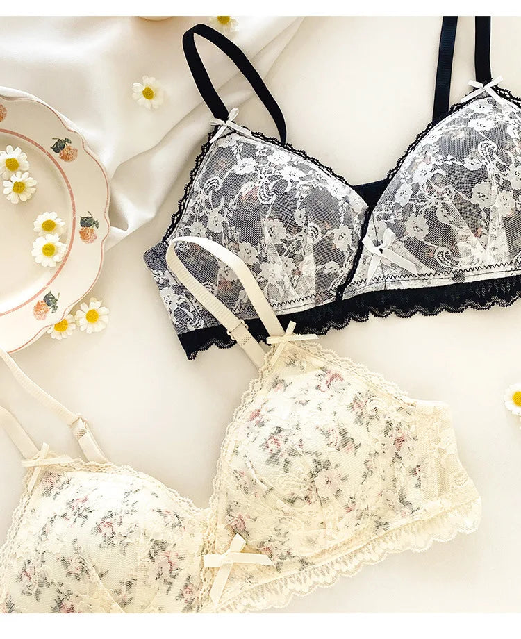 French Lace Bralette | Seamless Transparent Lingerie