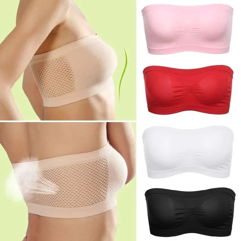 Breathable Mesh Tube Bra | Seamless Strapless Bandeau Top