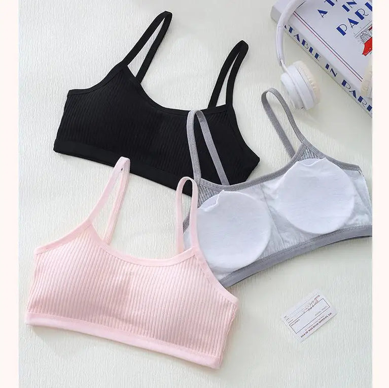 Ribbed Cotton Training Bra | Soft Girls' Sports Vest
