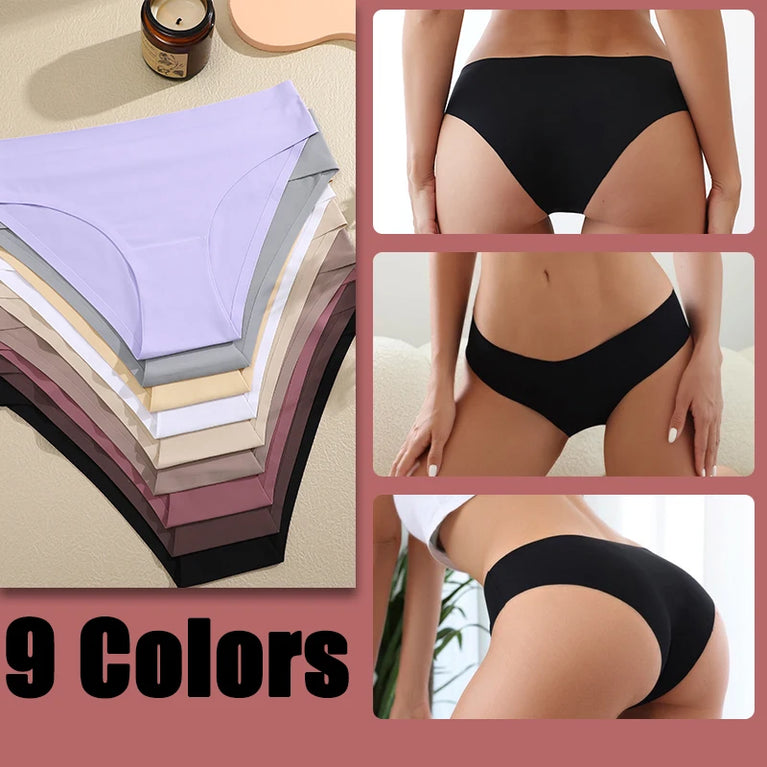 Sexy Ice Silk Women's Underwear – Low-Waist Seamless Invisible Briefs