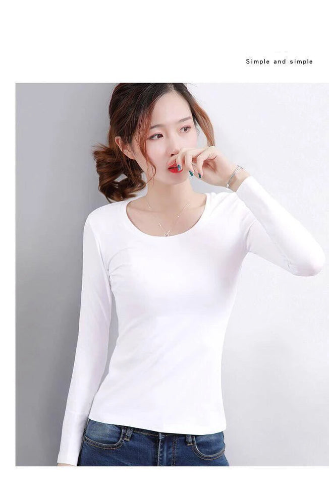 Womens Thermal Velvet T-Shirt | Warm Elastic Winter Base Layer