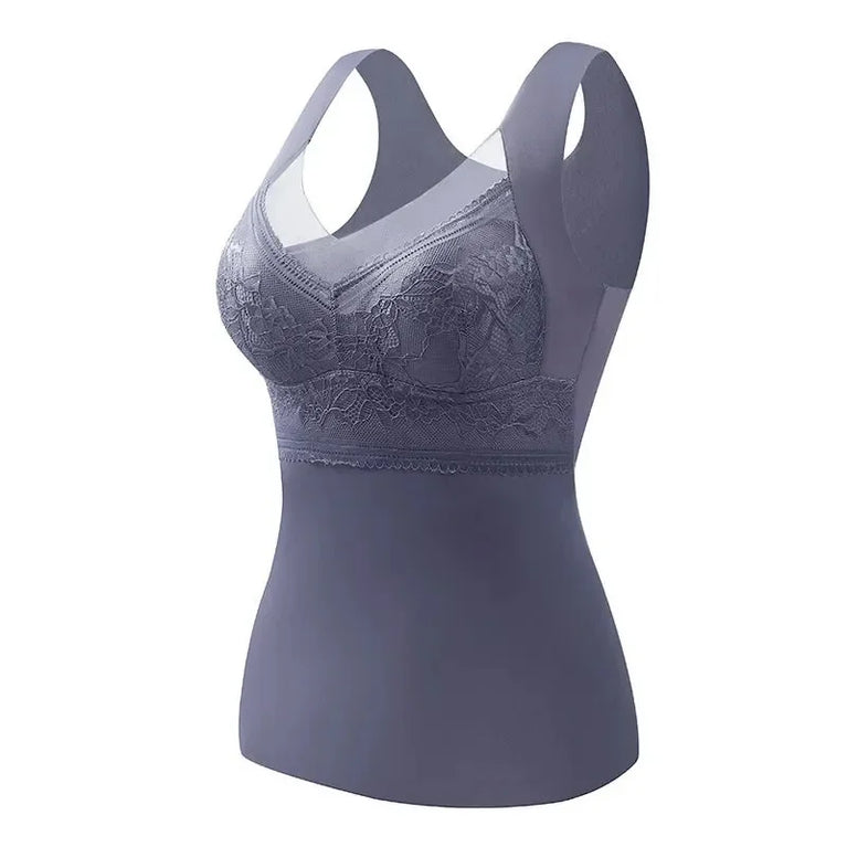 1pcs Woman Thermal Underwear Thermo Lingerie Winter Soft Warm Top Wear Thermo Vest Undershirt Intimate Lace with Bra Padded