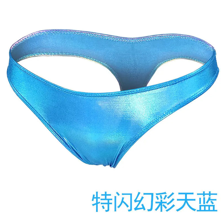 Glossy Gradient Bikini Thongs – Low-Rise Vibrant Swim & Beach G-Strings