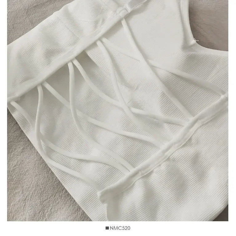 Built-in Bra Sexy Tank Top | Seamless Off-Shoulder Crop Cami