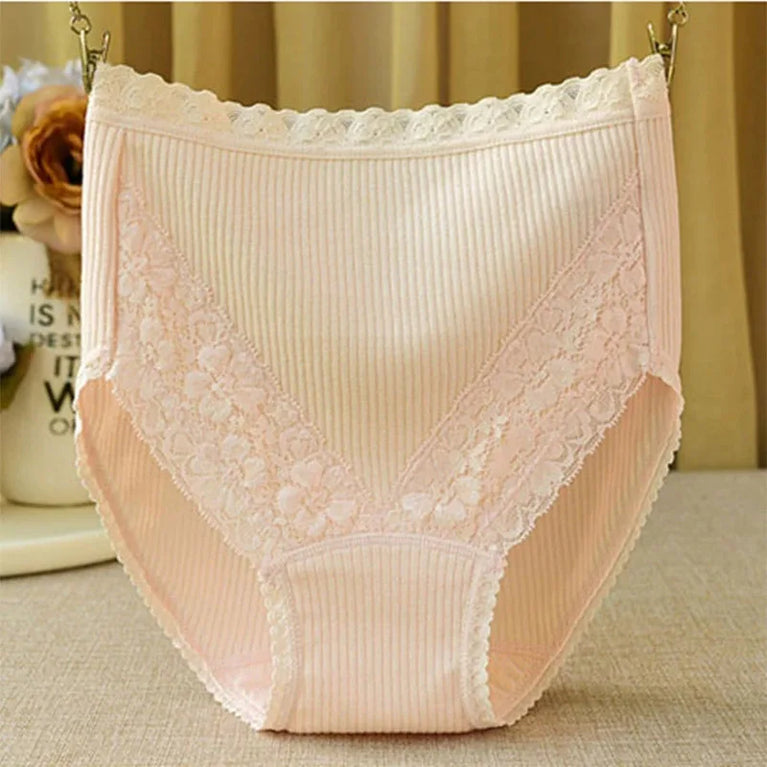 High-Waist Cotton Briefs | Seamless Lace-Trim Panties