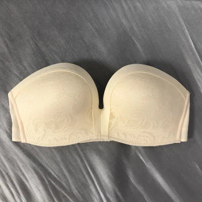 Strapless Lace Bra – Wireless Half-Cup Push-Up