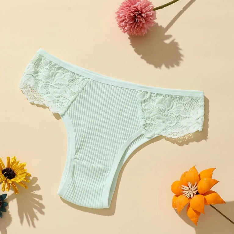 4pc Cotton Lace Set | Low-Waist Brazilian Briefs