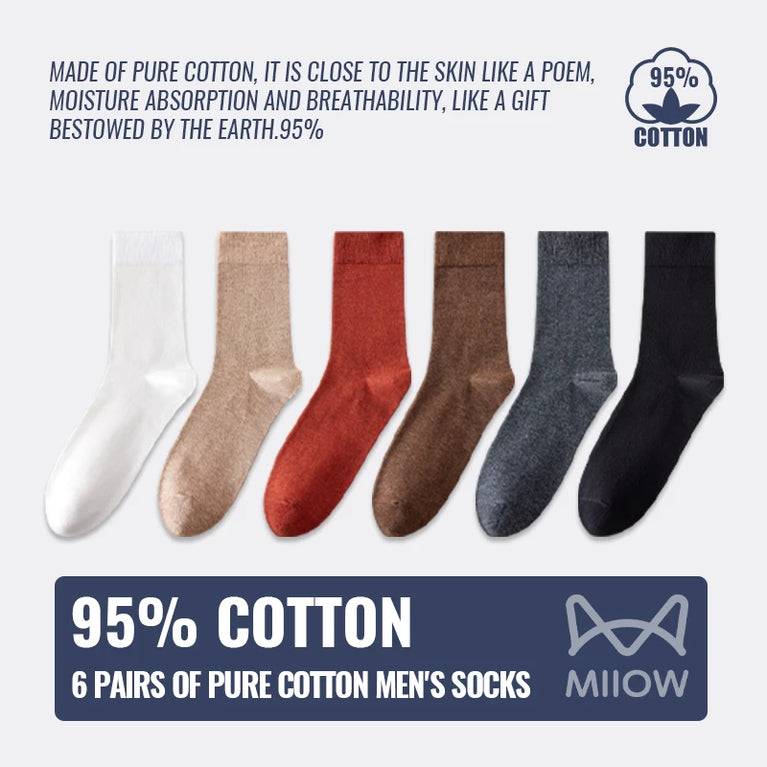 92% Pure Cotton Crew Socks | 6-Pack Antibacterial Set