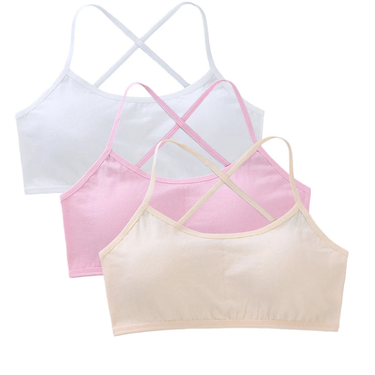 3-Pack Cotton Training Bras | Soft Teen First Camisole