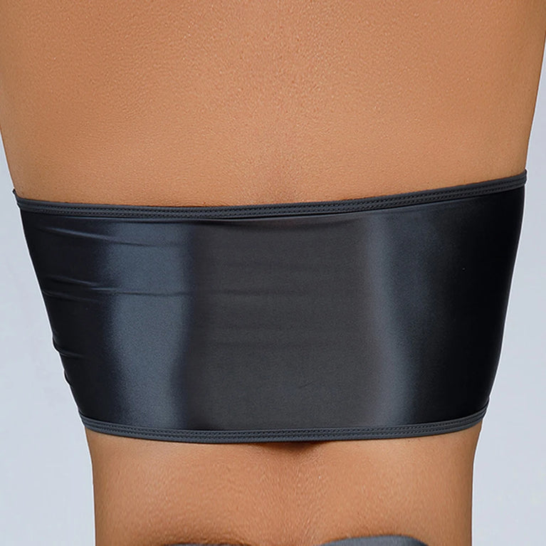 Gemini said Oil Glossy Shiny Strapless Crop Top – High-Stretch Rave Bandeau