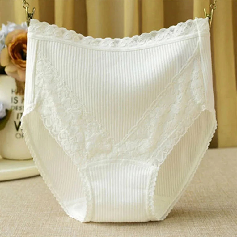 High-Waist Cotton Briefs | Seamless Lace-Trim Panties