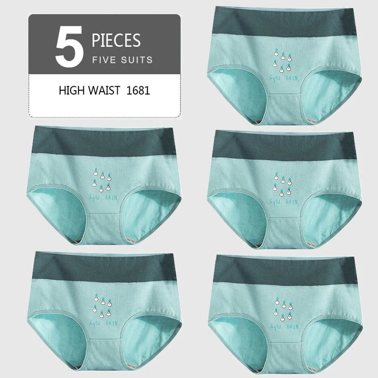5pc High-Waist Cotton Briefs | Seamless Body Shaper Set