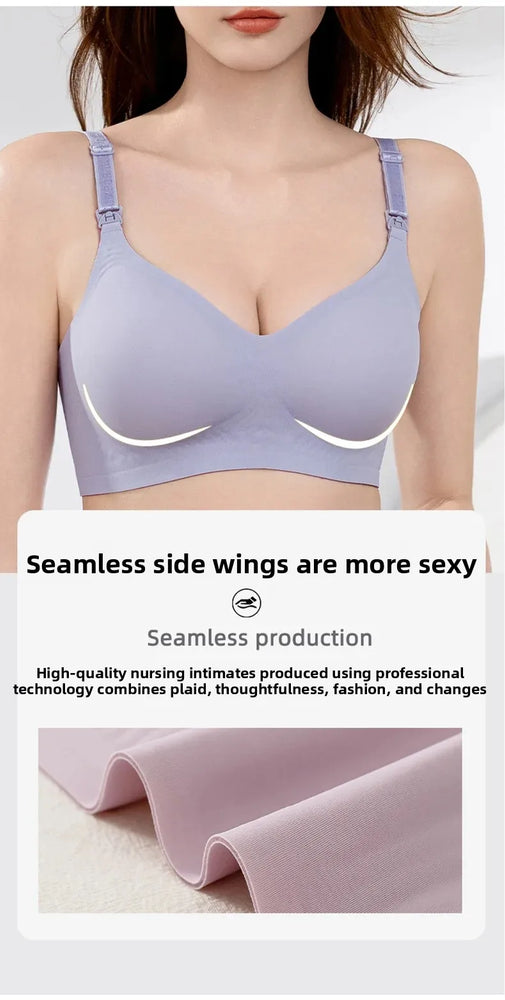 Seamless Letter-Strap Nursing Bra | Anti-Sagging Summer Fit